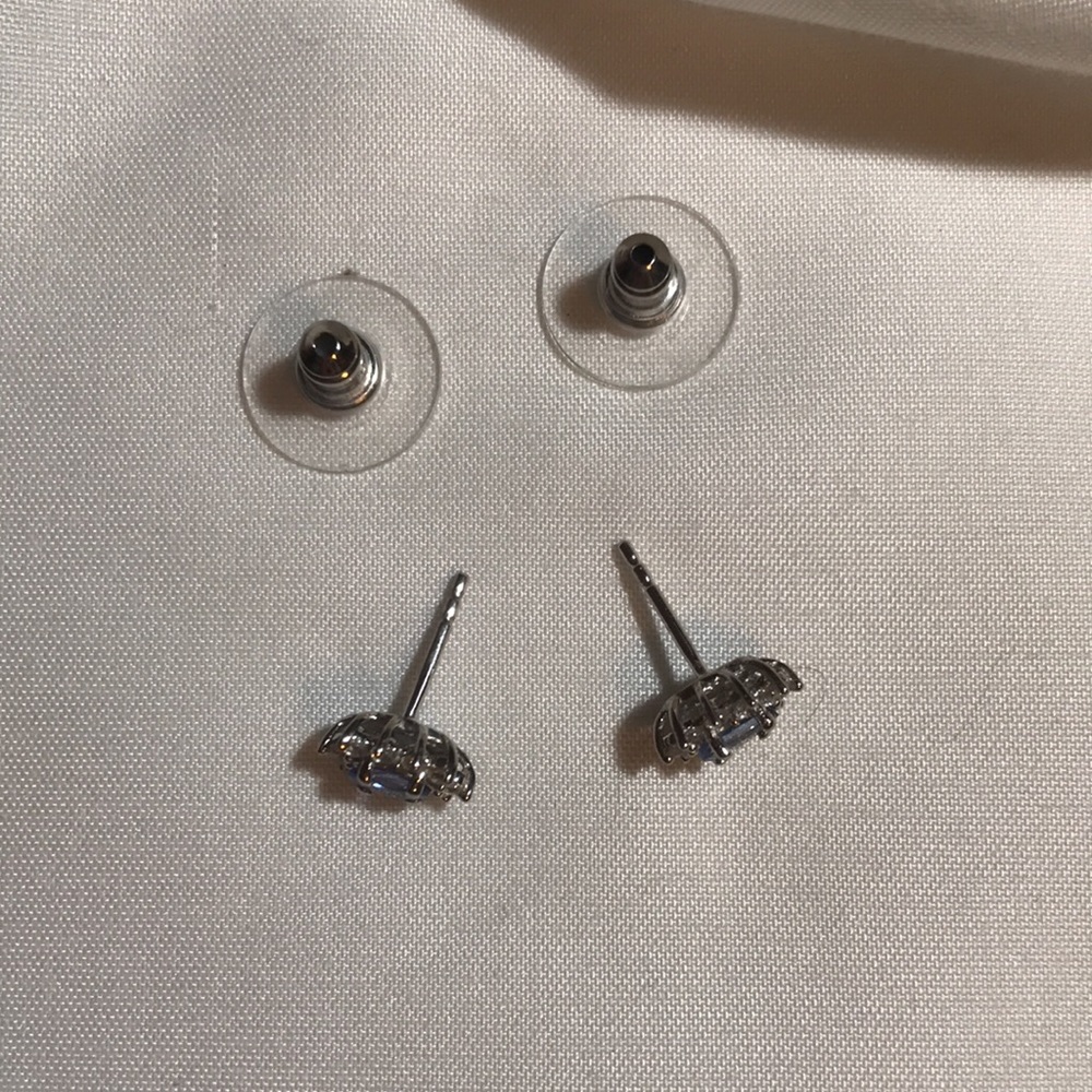 Genuine Tanzanite and Zircon Earrings - Picture 2 of 3